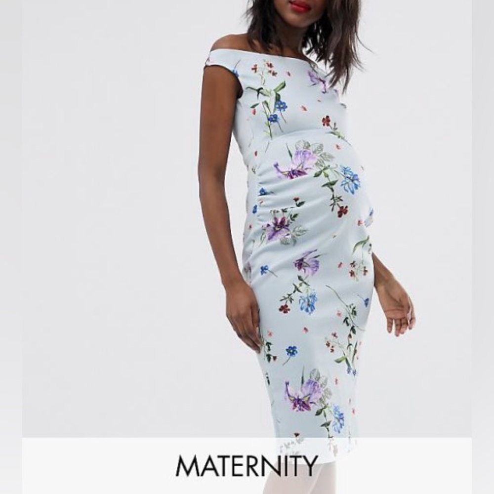 Floral Off-Shoulder Maternity Dress